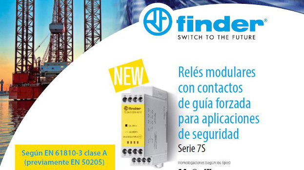 Nuevos relés modulares con contactos de guía forzada para aplicaciones de seguridad. Serie 7s de Finder