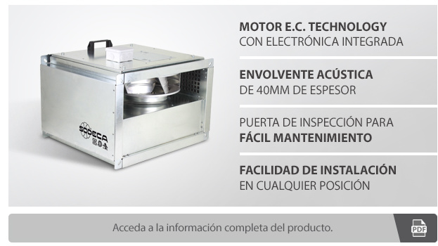 CL/PLUS/EC de Sodeca – Extractores en línea para conductos rectangulares