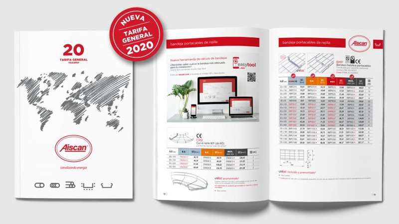 Aiscan presenta nueva tarifa general 2020 con actualizaciones en su sistema de bandejas portacables