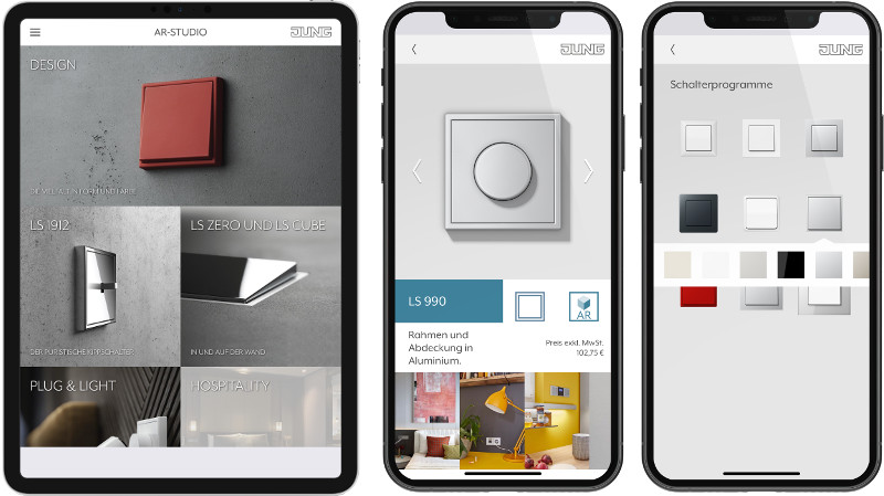 JUNG lanza la app de realidad aumentada AR-Studio para planificar la decoración de interiores