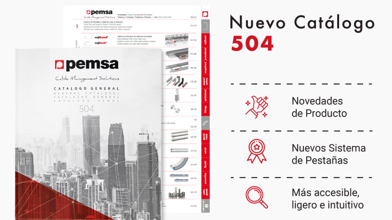 Pemsa presenta su nuevo catálogo general 504 como proveedor de soluciones de bandejas portacables