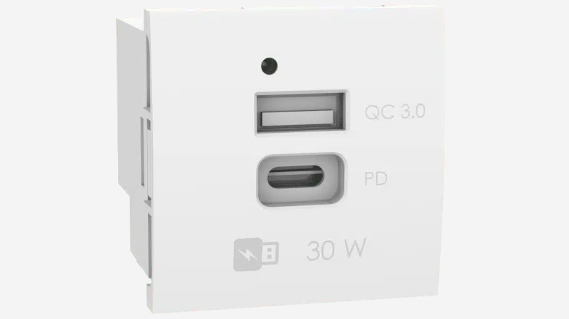 Nuevo módulo 45×45 cargador doble USB A+C 65W de MMCONECTA