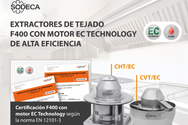 SODECA apuesta por extractores F400 con eficiencia energética