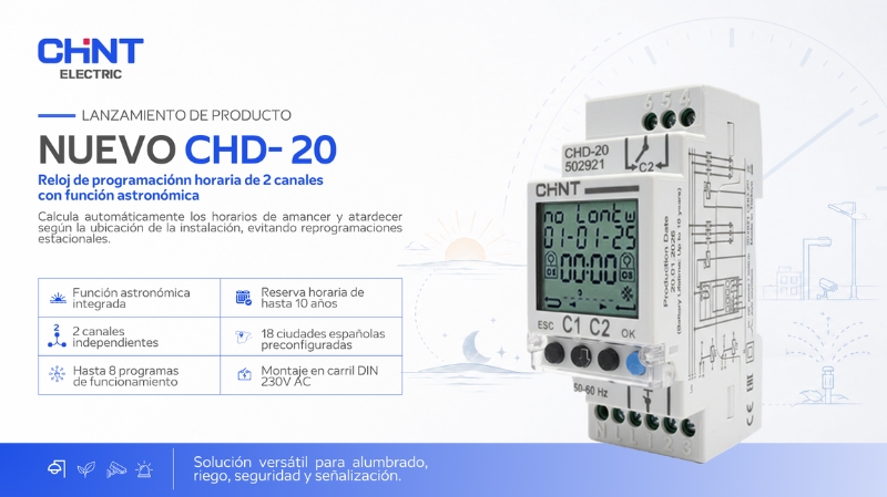 CHINT presenta el CHD-20, un reloj astronómico de dos canales